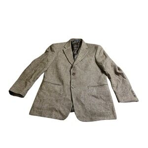 Lands' End Men's Wool Tweed 2-Button Blazer Brown Beige Herringbone 42‎ R